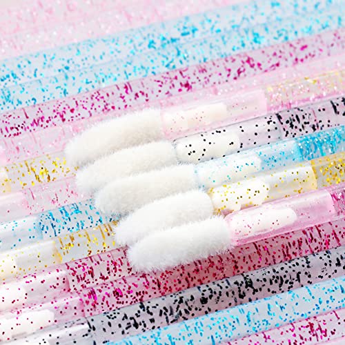 100PCS Glitter Crystal Lip Brush, Disposable Lip Brushes Lip Gloss Applicators Lipstick Gloss Wands Applicator Perfect Mak...