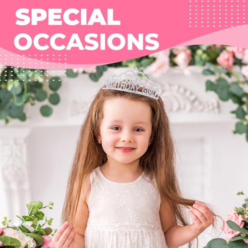 Papoopy Birthday Tiara and Crown with Sash for Women, Hair Accessories for Wedding Party Costume (A1 - Silver)