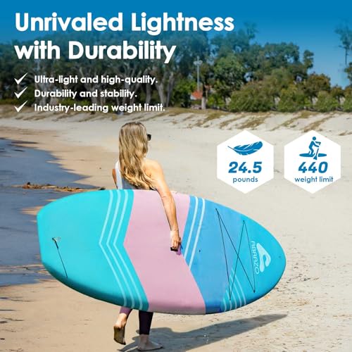 Abrazo YOGAqua 10'6" x 34" x 5" Rigid Stand Up Paddle Board, Extra Wide Hardboard Designed by Yoga Guru, Versatile Yoga SU...