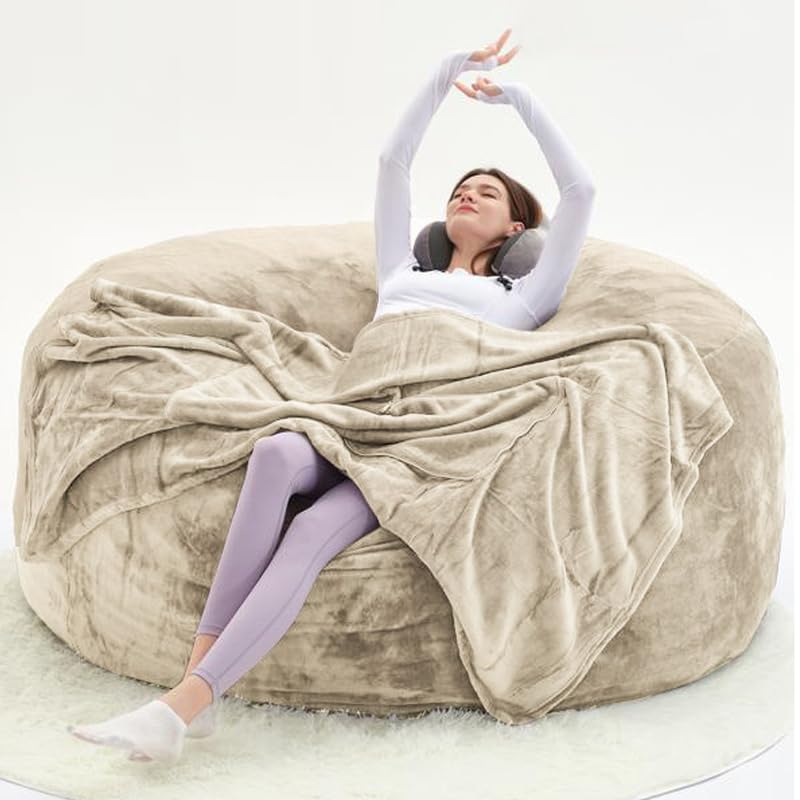 5FT,Big Bean Bag Chairs for Adults,Bean Bag with Filler Included,Memory Foam Bean Bag,Giant beanbag,Suitable for Reading Chairs in Living Room, Bedroom and Dormitory. (Brown, 5 Foot)