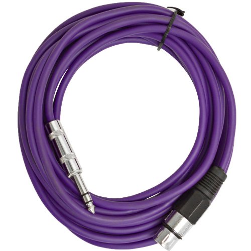 Seismic Audio - Satrxl-F25Purple - 25 Foot Purple Xlr Female To 1/4 Inch Trs Patch Cable Snake Cords - Balanced