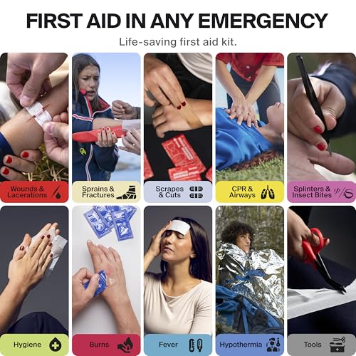 SurviveX Large Waterproof First Aid Kit for Car, Travel & Home - Emergency Kit for Hiking, Camping, Backpacking and Outdoo...