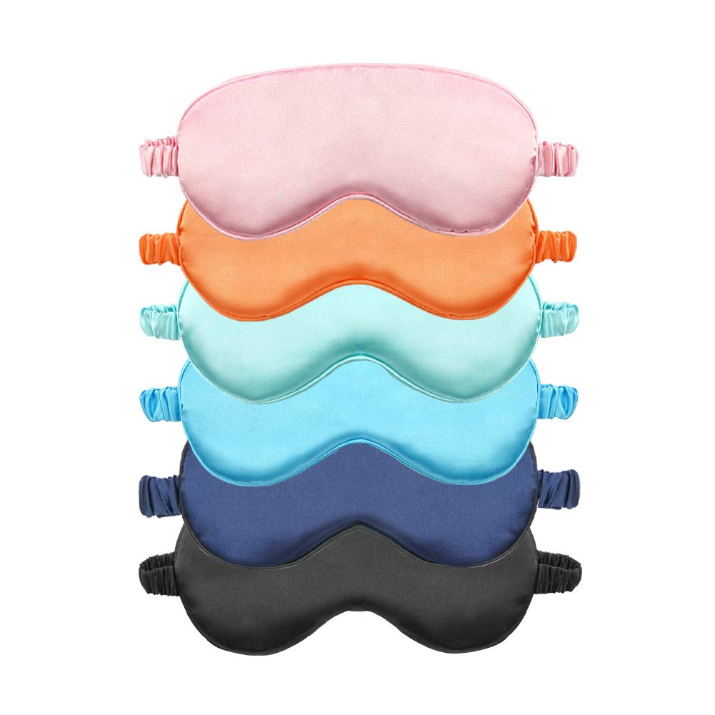 EleCharm Silk Satin Eye Mask Color Assorted 6-Pack Smooth Sleeping Mask Eye Shade