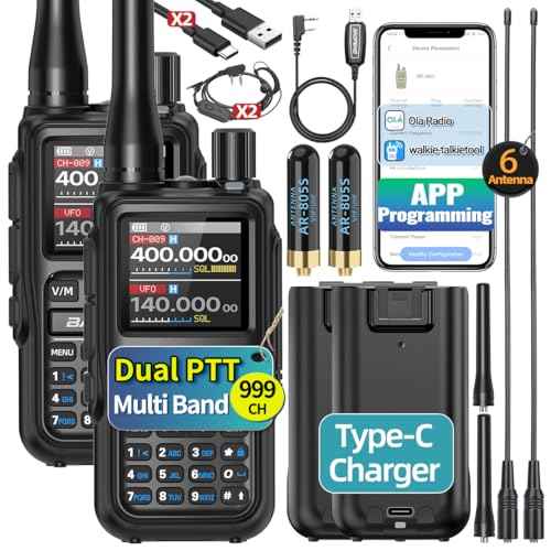 BAOFENG Radio UV-5R MINI Ham Radio Handheld Long Range Walkie Talkies with Earpiece Rechargeable NOAA Weather Two Way Radio APP Programming Dual PTT Multi Band USB-C Charger for Hiking Hunting,2 Pack