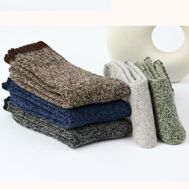 5pcs Men's Thermal Winter Socks - Cozy & Warm for Hiking, Fishing Breathable Polyester Blend Machine Washable