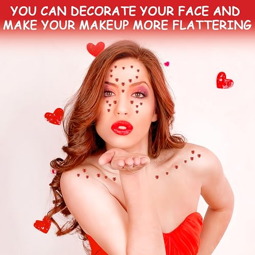 264Pcs Heart Face Gems Love Gems, Self-Adhesive Face Jewels Rhinestones 5/7/10 mm DIY Face Gems Stick on, Valentine Makeup...