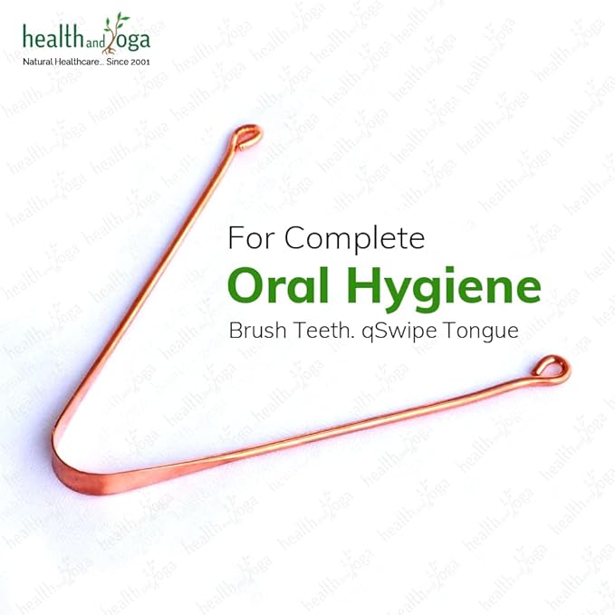 HealthAndYoga™ qSwipe Lite Copper Tongue Cleaners (Pack of 3) – Prevents Bad breath, Improves taste- Flexible, Curved ends provide good grip – Complete Oral Care/Hygiene for Travel/Office/Home