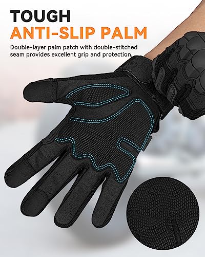 KUMGIM Tactical Gloves for Men, Motorcycle Military Combat Gloves Black Airsoft Gloves Touchscreen for Airsoft Outdoor Hun...