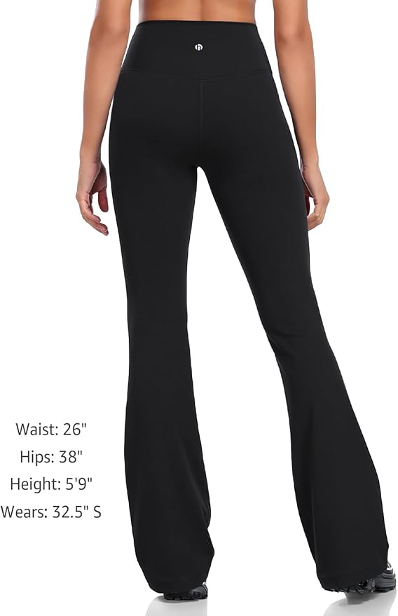 HeyNuts Harmony Flare Leggings 29"/30.5"/32.5"/34.5", High Waisted Tummy Control Wide Leg Bootcut Yoga Pants Lounge Soft