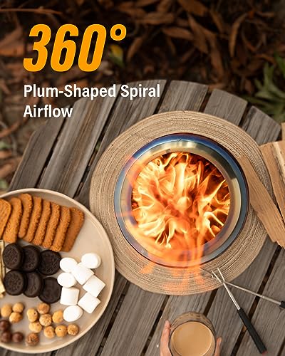 YEFU Tabletop Fire Pit 9.7 x 7.1 in, Low Smoke Camping Stove for Outdoor & Patio, Fueled by Pellets or Wood, Safe Burning ...