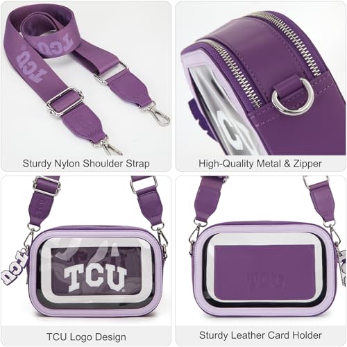 Montana West NCAA Clear Bag for Stadium Events Handbags for Sports Fans with Adjustable Nylon Strap,Card Pocket & Team Logo