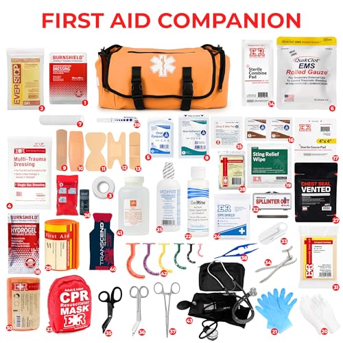 Fully Stocked EMT Trauma Bag – Tactical First Responder Medical Kit with Tourniquet, Chest Seals, Bleeding Control, Gauze,...