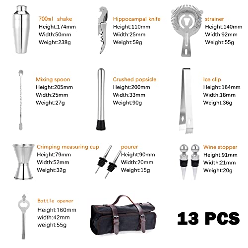 TREELF 13-Pieces Portable Bartender Bag Travel Bartender Bag Canavs Bar Kit Bag for Carrying Bar Tools Perfect Storage,Tra...