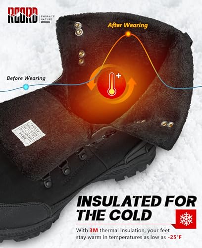 R CORD Snow Boots for Men Non-slip Waterproof Insulated Mens Snow Boots Mens Winter Boots Hiking Boots Ankle for Outdoor A...