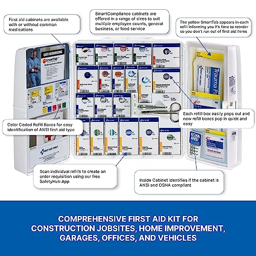 First Aid Only 1000-FAE-0103 SmartCompliance 50-Person OSHA Compliant First Aid Kit for Business, Large Plastic First Aid ...