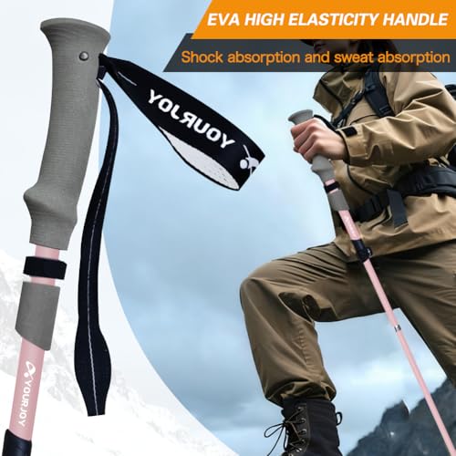 Yourjoy Hiking Trekking Poles, Macaron Colors 2 Pack Anti Shock, Adjustable, Collapsible Hiking Poles for Trekking or Walk...