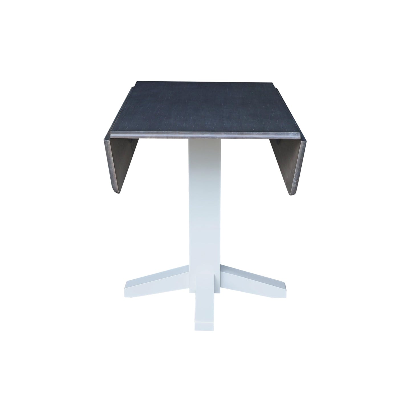 Solid Wood 36" Square Dual Drop Leaf Dining Table, White/Heather Gray