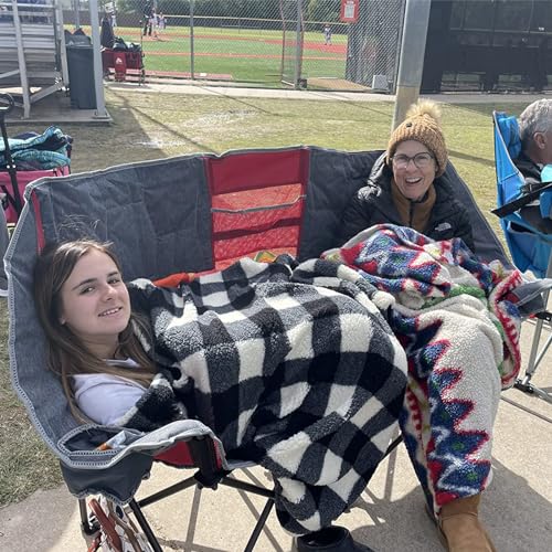 SUNNYFEEL Folding Double Camping Chair, Oversized Loveseat Chair, Heavy Duty Portable/Foldable Lawn Chair with Storage for...