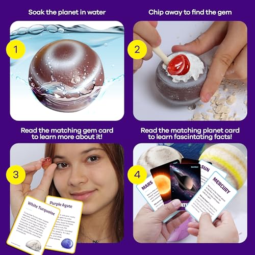 Dan&Darci Galaxy Gem Dig Kit for Kids - Gemstones Digging Science Kits for Kid Age 6-7, 6-8, 8-10 - Gifts for 6 7 8 9 10 1...
