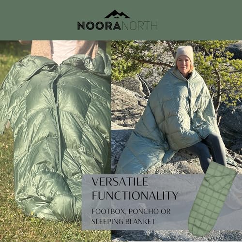 Noora North Down Camping Blanket with Footbox – Lightweight, Packable, Water Resistant Backpacking Quilt & Warm Puffy Comp...