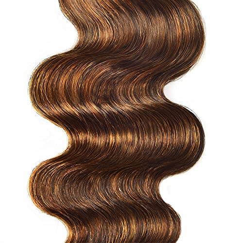 Human Hair Bundles 8 10 12 Inch Chocolate Brown P4/30 Body Wave Bundles Human Hair 100% Unprocessed Soft Sewn In Hair for Black Women with Double Weft