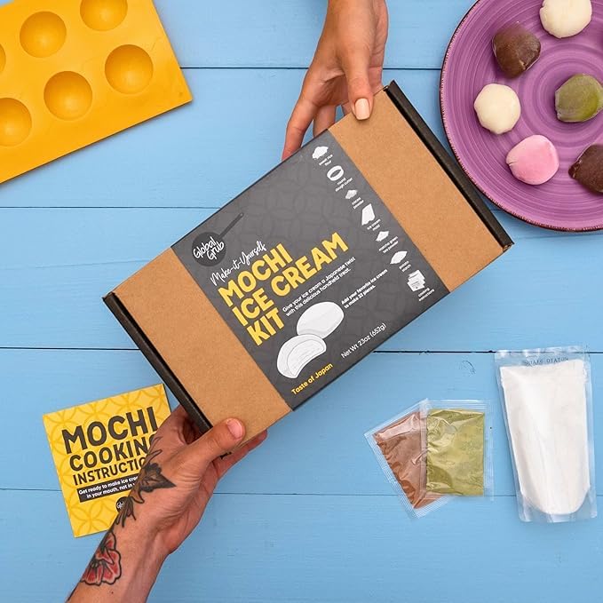 Global Grub Original DIY Mochi Ice Cream Kit - Kit Includes Sweet Rice Flour, Potato Starch, Matcha Powder, Cocoa Powder, ...