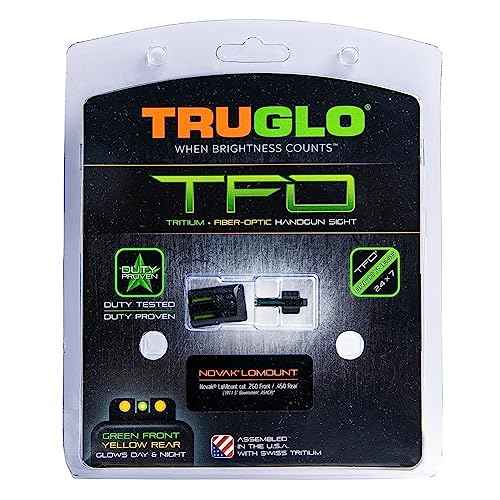 Truglo TFO Tritium & Fiber-Optic Handgun Sight | Durable Compact High-Visible Front & Rear Night Sight Set, Compatible with 1911 Handguns