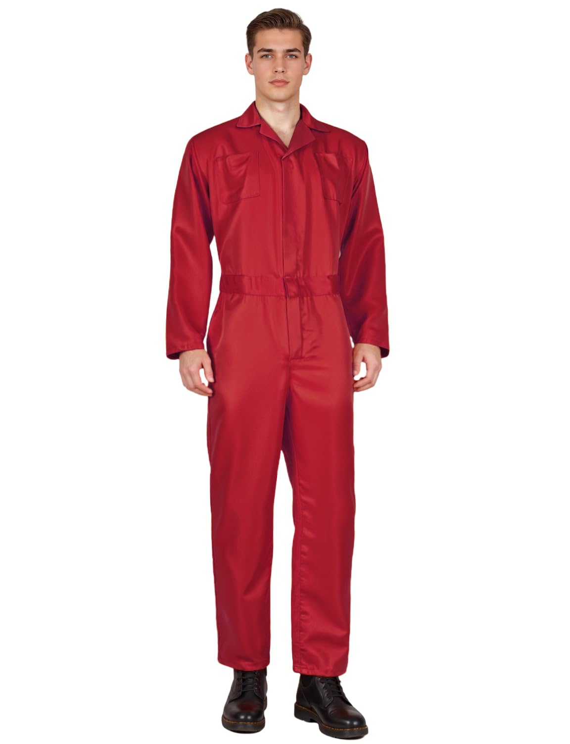 JEGERMIG Adult Navy Blue Jumpsuit Coveralls Workwear Halloween Horror Killer Long Sleeve Costume for Men