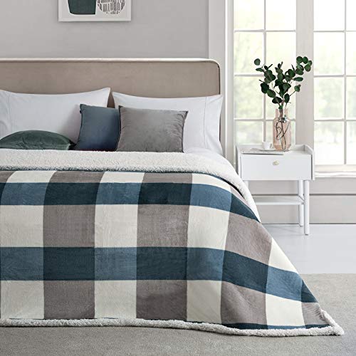 PU MEI Sherpa Fleece Throw Blanket 60" x 80" Reversible Plush Fluffy Large Big Blanket Lattice Flannel Blankets for Sofa C...
