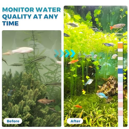 BACNUNN Aquarium Test Strips: 200CT 9 in 1 Quick & Accurate Fish Tank Water Testing Kit for Freshwater Pond Testing Nitrat...