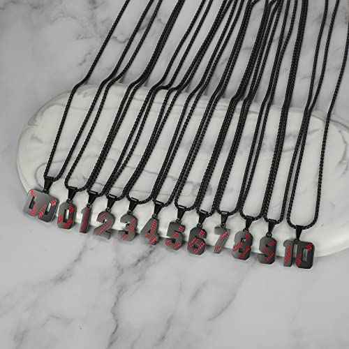 AIAINAGI Baseball Number Necklace - Stainless Steel Chain Pendant for Men Athletes 00-99 Jersey Number Gift