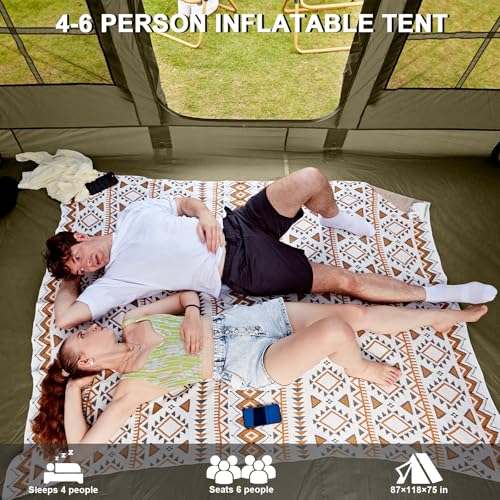 Inflatable Tents for Camping, 4-6 Person Easy Blow Up Tent with Hand Pump,4 Seasons Waterproof Air Inflatable Camping Tent...