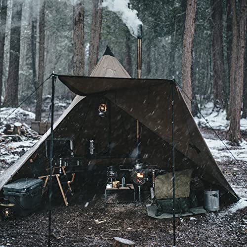 OneTigris Northgaze Canvas Hot Tent with Stove Jack, Windproof, Fire Retardant, Durable 4 Season Camping Pyramid Teepee Te...