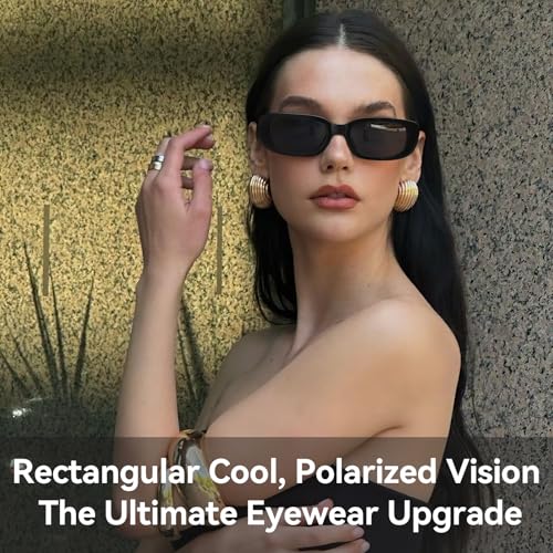 Dollger Rectangle Sunglasses for Women Men Trendy Retro Fashion Sunglasses UV 400 Protection Square Fram