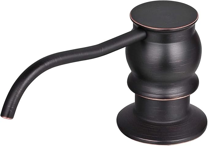Samodra Kitchen Sink Soap/Lotion Dispenser, Brass Pump Head Oil Rubbed Bronze 12 OZ Bottle Built in Design Refill from The Top for Granite Thick Deck Installs