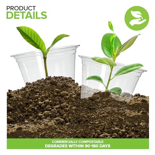 Stock Your Home 9 oz Commercially Compostable Cold Cups (50 Pack), Eco Party Cup, Environmentally Friendly Recyclable Disp...