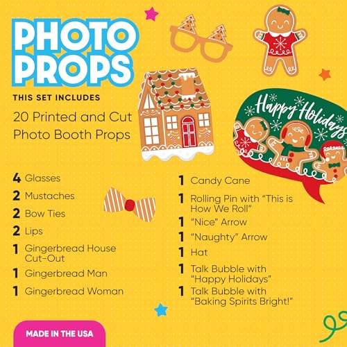 Big Dot of Happiness Gingerbread Christmas - Gingerbread Man Holiday Party Photo Booth Props Kit - 20 Count