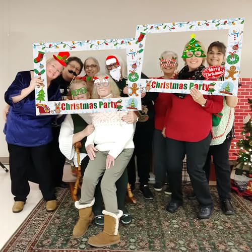 Christmas Photo Booth Props 29Pcs Christmas Elf Party Photo Booth Props Ugly Sweater Decoration Photoshoot Props Ugly Swea...