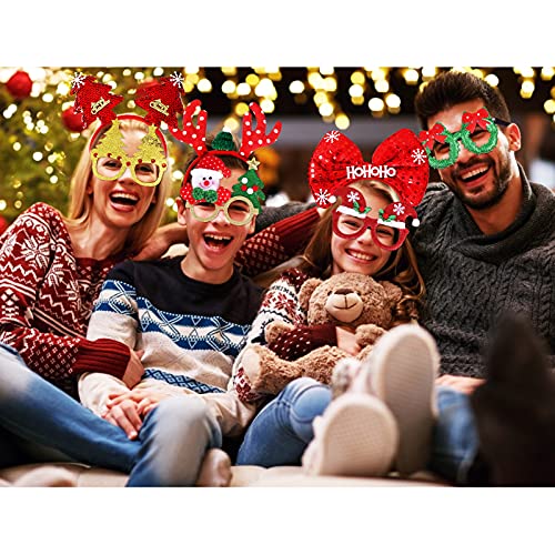 Max Fun 24 Pieces Christmas Glasses Frame and Headbands Set Cute Christmas Decoration Accessories for Holiday Party Favors...