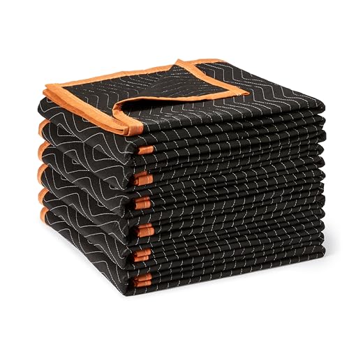 Amazon Basics Moving Blankets, 72" x 40", Pack of 6, Black