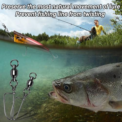 Alwonder 20-Pack Ball Bearing Swivels with Snaps, Fishing Snap Swivels Fishing Tackle Saltwater Freshwater Coastlock Snaps...