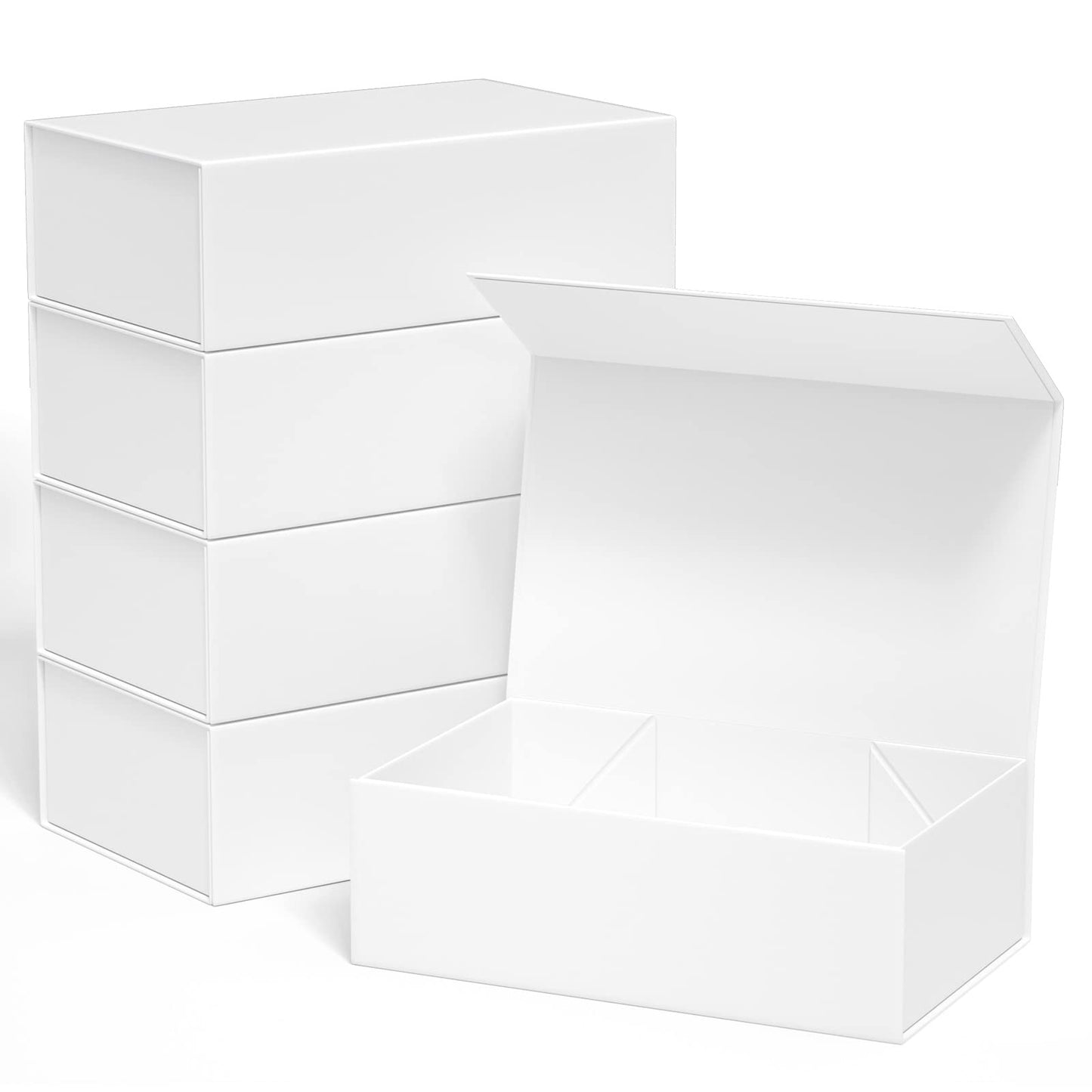 ROSTELACK Gift Box, 10' x 6' x 3', 5PCS, White, Luxury Gift Packaging with Magnetic Closure Lid, Ideal for Christmas, Thanksgiving, Wedding, Mother's Day, Birthday Gifts