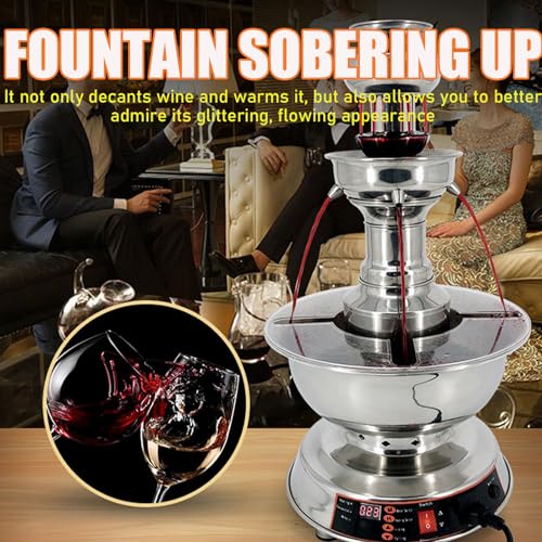 3-Tier Wine Fountain Machine - 3.5L Electric Stainless Steel Beverage Dispenser with 0-100℃ Temperature Adjustment, Suitab...