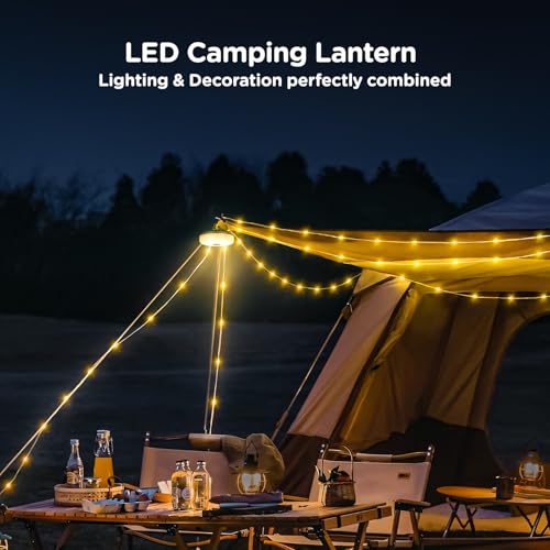 OGERY Camping String Lights, 4 in 1 Quick Storage 32.8FT Rechargeable Tent Lights String with 8 Lighting Modes, Hanging Wa...