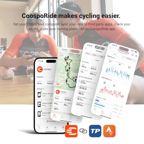 COOSPO Color Touchscreen GPS Bike Computer CS600, Wireless IPX7 Waterproof Cycling GPS Speedometer with Bluetooth/ANT+, Ba...