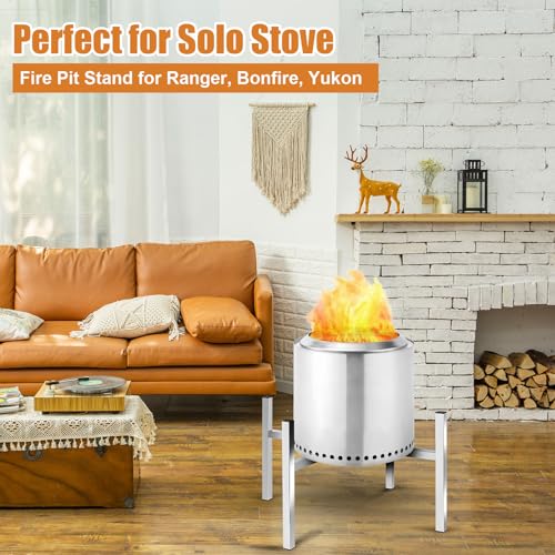 15-27 Inch Fire Pit Stand, Fire Pit Cooktop Frame Stainless Steel Camping Chiminea Rack for Outdoor Fireplace Holder Acces...