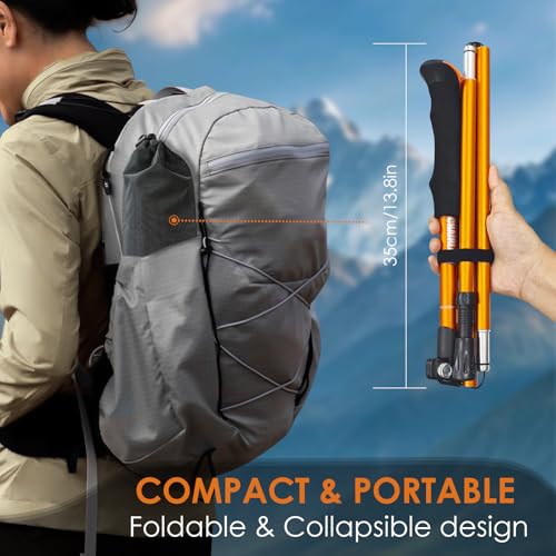 Collapsible Trekking Pole,7075 Aluminum Adjustable 43.3"-51.2" Hiking Pole, Quick-Lock Design,Walking Sticks for Hiking/Ca...