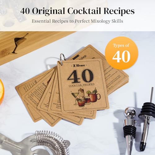 X Home Bartender Kit with Stand, Cocktail Shaker Set for Enthusiasts and Beginners | Includes Martini Shaker, Easy-to-Meas...