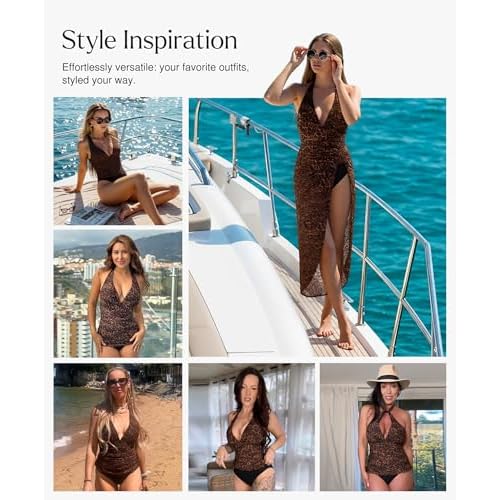 Popilush One Piece Swimsuit Women Tummy Cnotrol Halter V Neck Shapewear Swimsuits Bathing Suit Slimming Swimwear