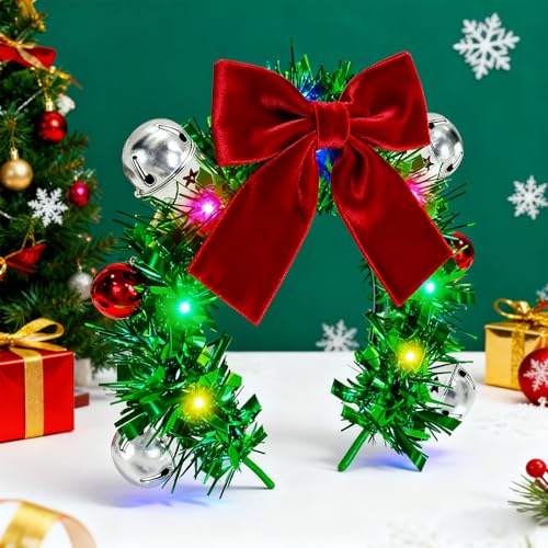 Asekonc Light Up Christmas Ball Headband for Halloween Merry Xmas Party Favor Winter Birthday Party Gifts Headband